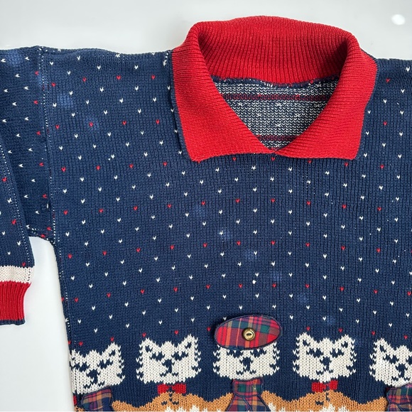 Vintage Crazy Cat Lady Bear Ugly Holiday Sweater S M - Picture 3 of 11